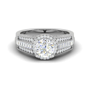 0.50cts Halo Solitaire Halo Diamond Split Shank Platinum Ring JL PT TRG130020   Jewelove.US