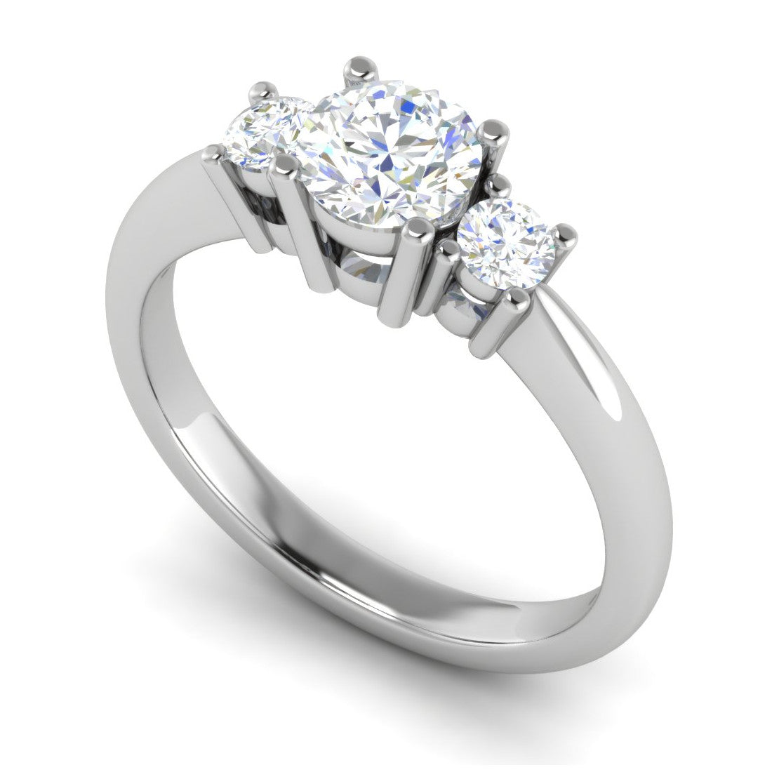 0.70 cts Solitaire Three Stone Platinum Diamond Accents Ring JL PT R3 RD 106   Jewelove.US