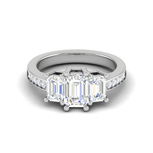 1.00cts. Emerald Cut Solitaire Diamond Accents Platinum Ring JL PT R3 EM 134   Jewelove.US