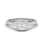 Load image into Gallery viewer, 0.50 cts Solitaire Square Halo Diamond Shank Platinum Ring JL PT RH RD 176   Jewelove.US
