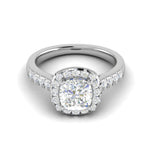 Load image into Gallery viewer, 0.50cts Cushion Solitaire Platinum Halo Diamond Shank Ring JL PT REHS1561   Jewelove.US
