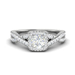 Load image into Gallery viewer, 0.50 cts Solitaire Square Halo Diamond Twisted Shank Platinum Ring JL PT RH RD 261   Jewelove.US
