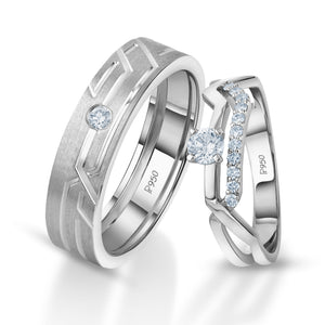 Designer Platinum Love Bands with Diamonds JL PT 1061  Both Jewelove.US