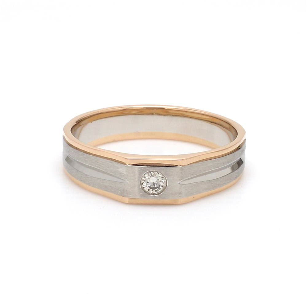 Platinum & Rose Gold Fusion Single Diamond Ring for Men JL PT 995