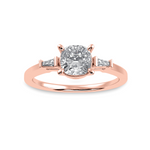 Load image into Gallery viewer, 30-Pointer Cushion Cut Solitaire with Baguette Diamond Accents 18K Rose Gold Ring JL AU 1223R   Jewelove.US
