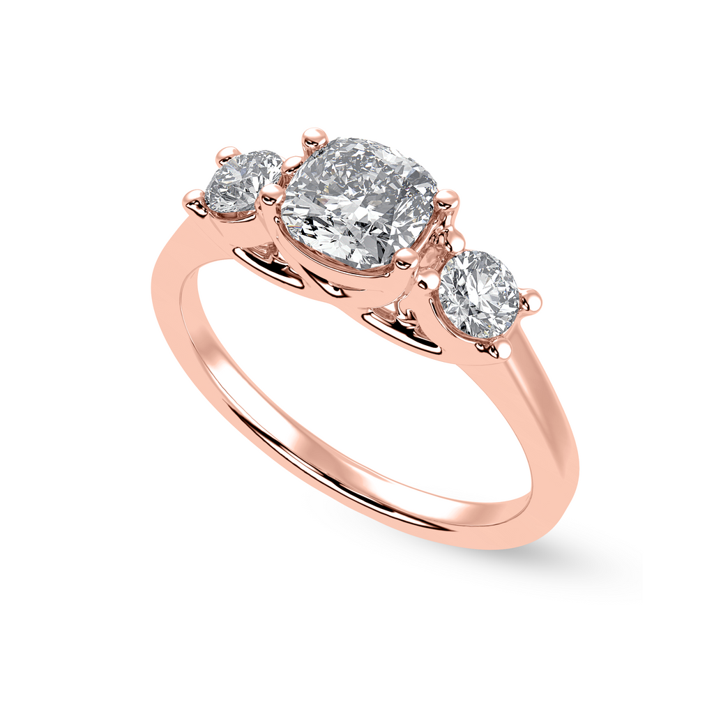 50-Pointer Cushion Cut Solitaire Diamond 18K Rose Gold Ring JL AU 1231R-A   Jewelove.US