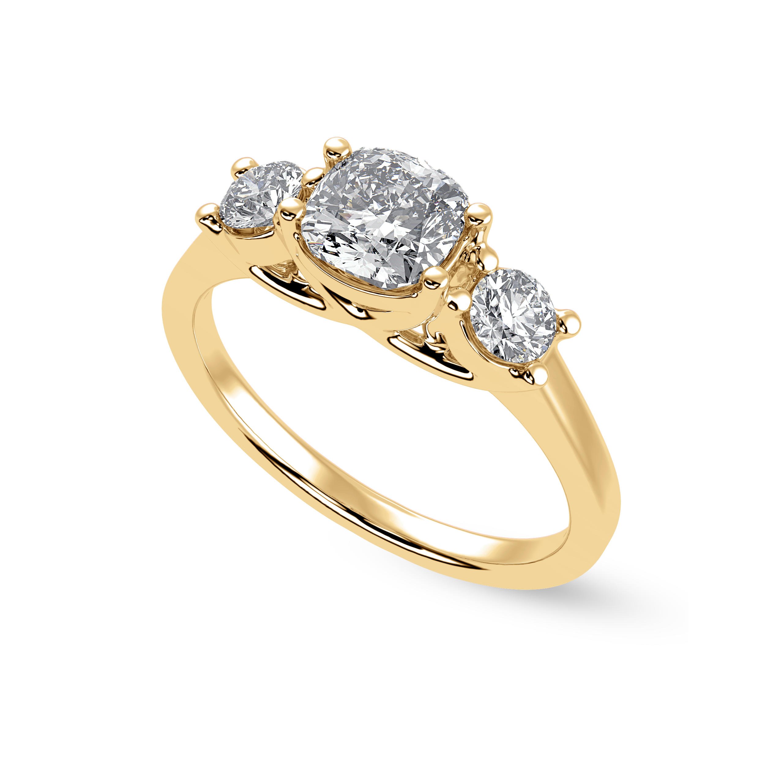 50-Pointer Cushion Cut Solitaire Diamond Accents 18K Yellow Gold Ring JL AU 1231Y-A   Jewelove.US