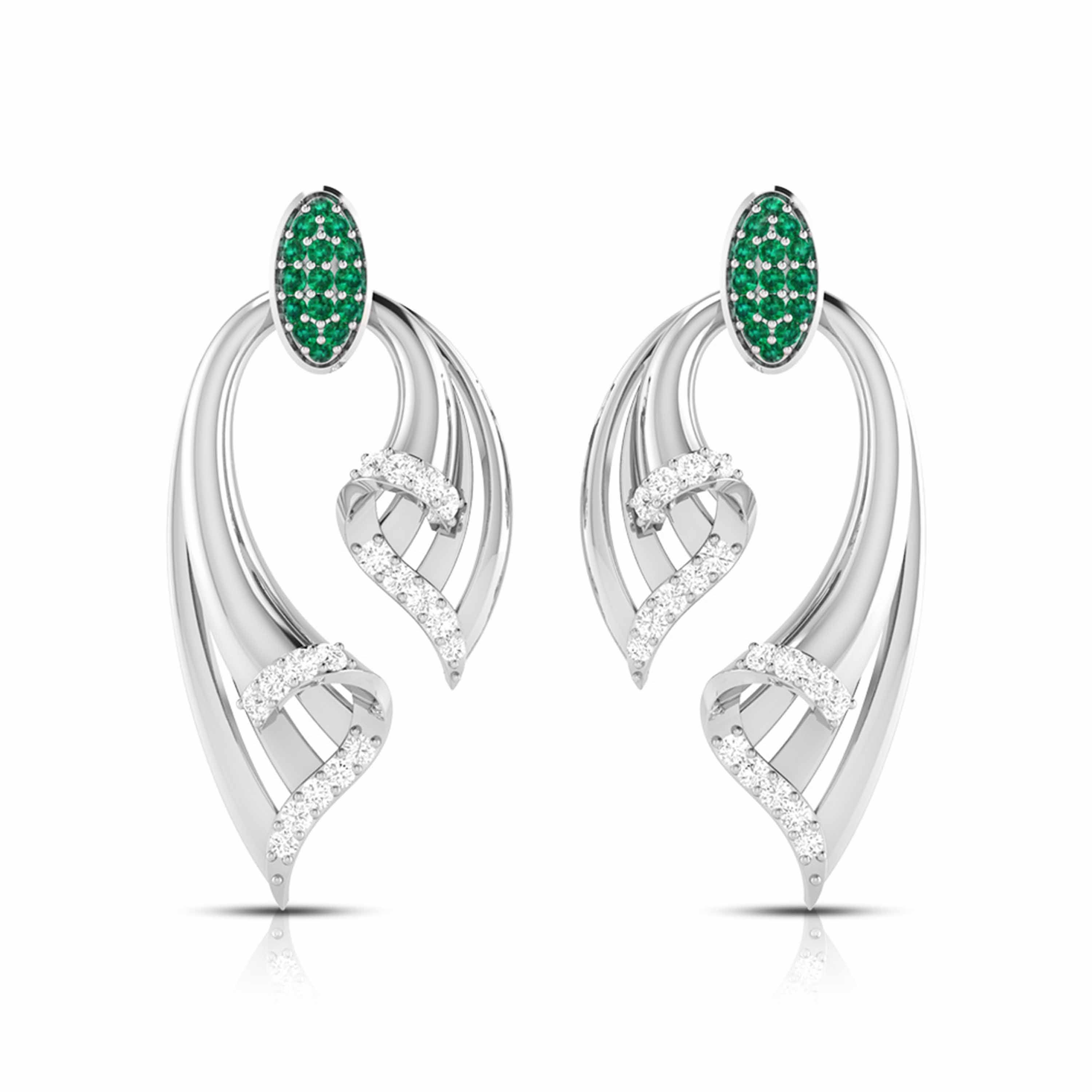 Designer Platinum Diamond Earrings for Women JL PT E NL8536  Green Jewelove.US