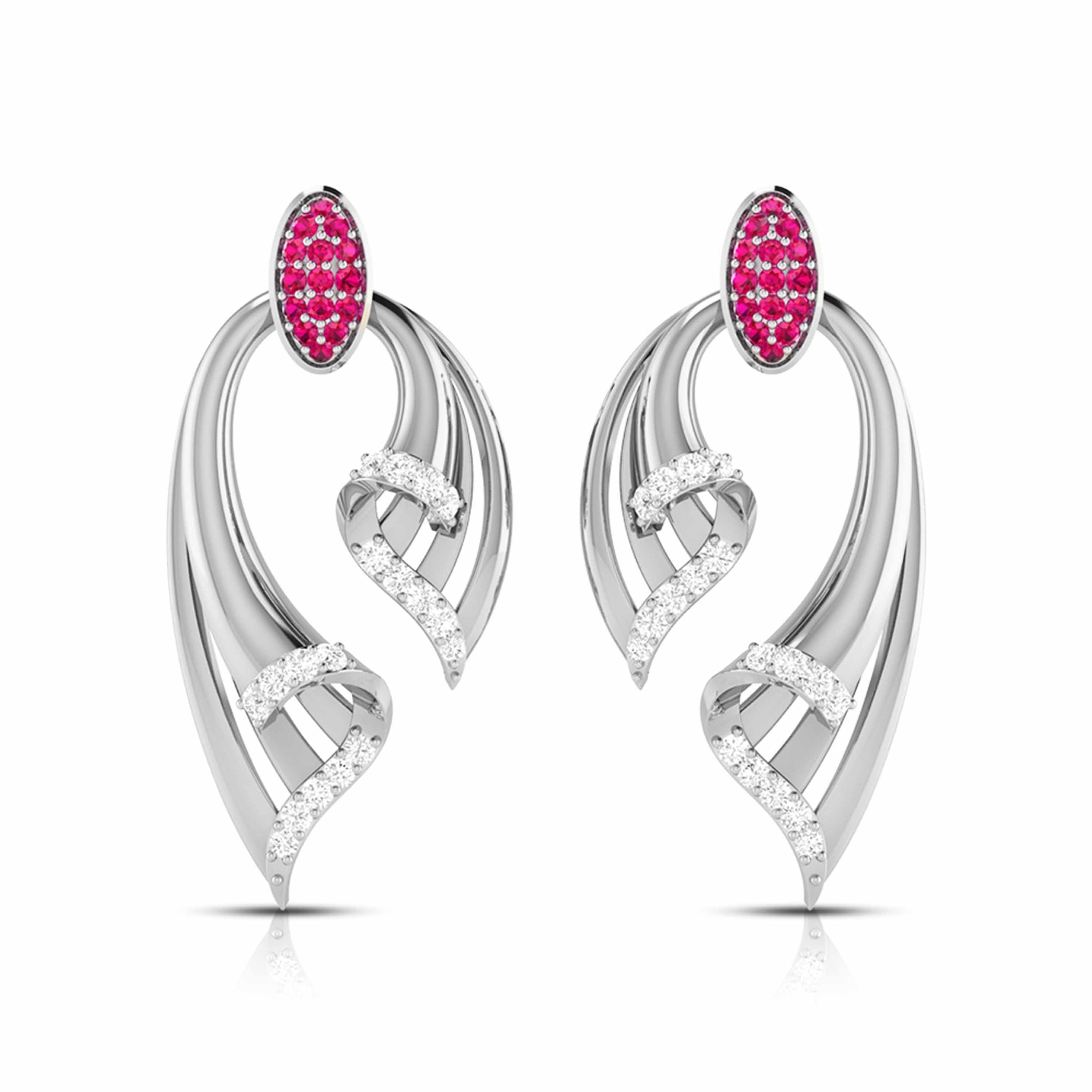 Designer Platinum Diamond Earrings for Women JL PT E NL8536  Red Jewelove.US