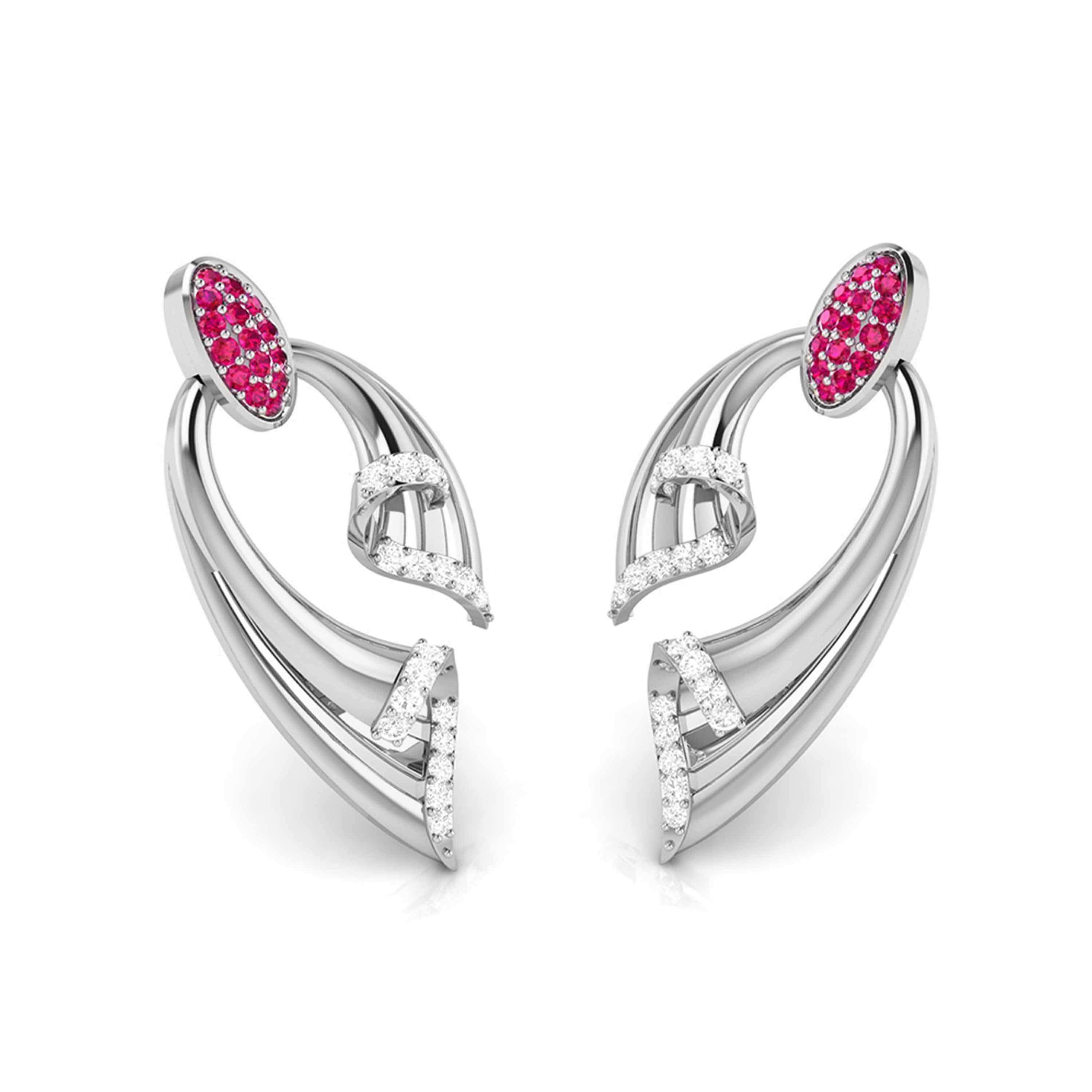 Designer Platinum Diamond Earrings for Women JL PT E NL8536   Jewelove.US