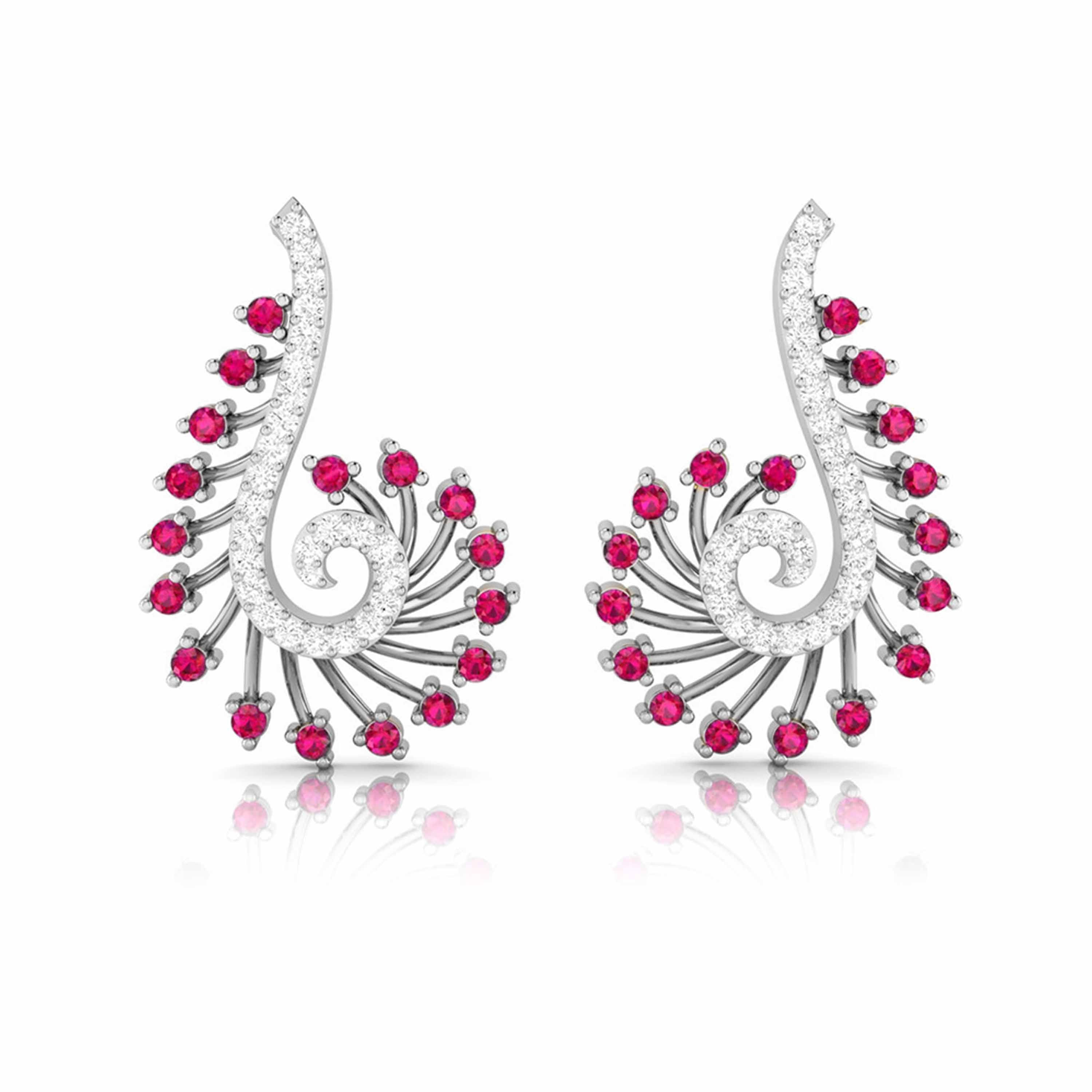 Designer Platinum Diamond Earrings for Women JL PT E NL8585  Red Jewelove.US