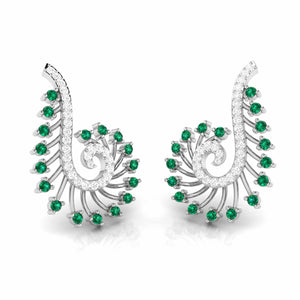 Designer Platinum Diamond Earrings for Women JL PT E NL8585  Green Jewelove.US