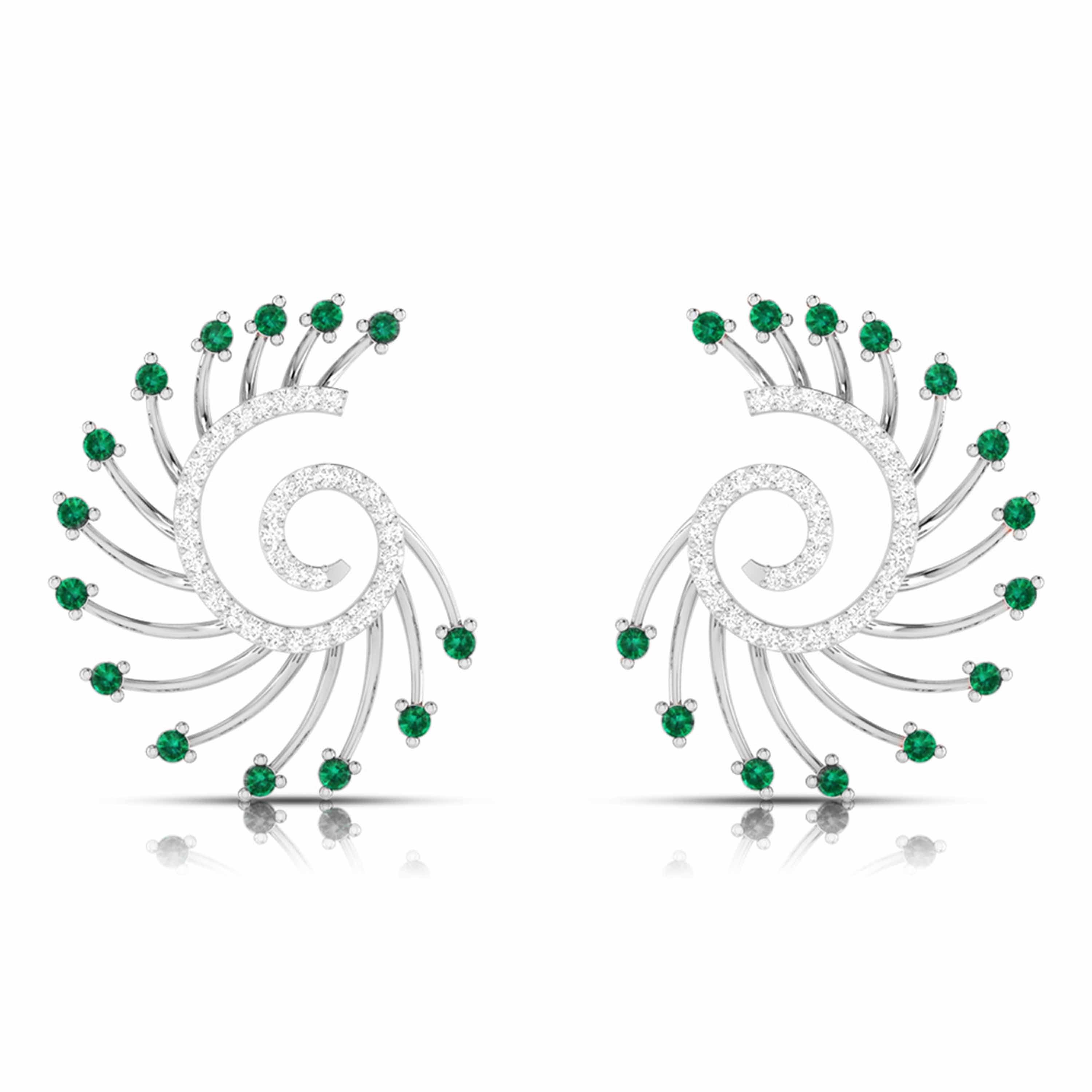 Designer Platinum Diamond Earrings for Women JL PT E NL8689  Green Jewelove.US