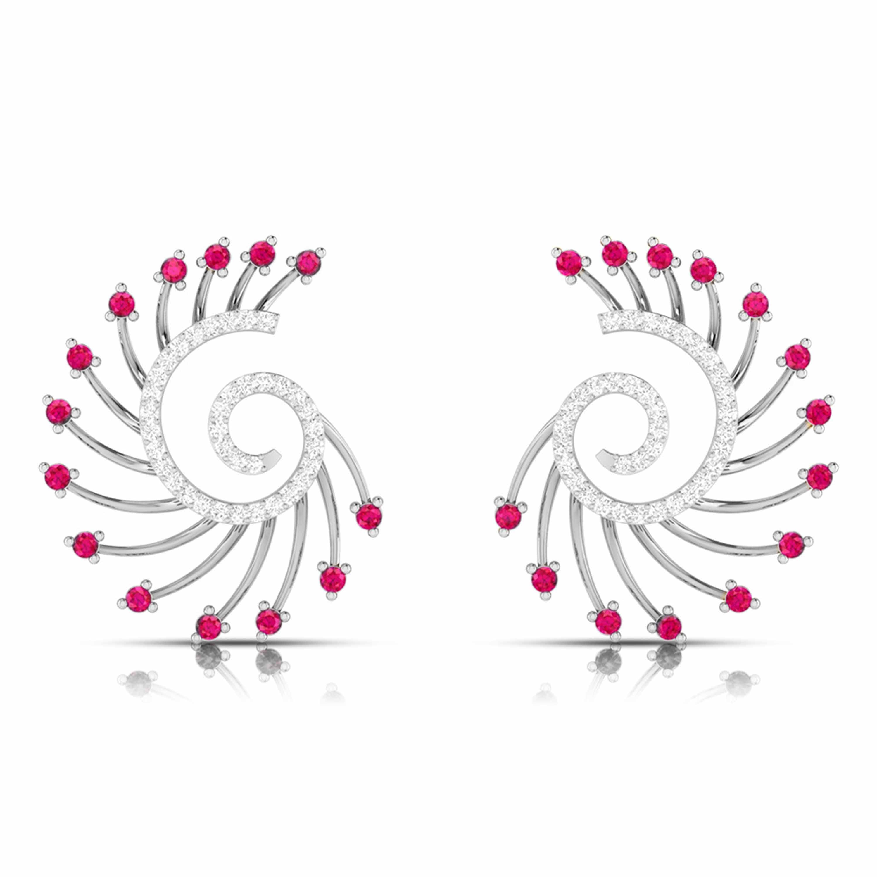 Designer Platinum Diamond Earrings for Women JL PT E NL8689  Red Jewelove.US