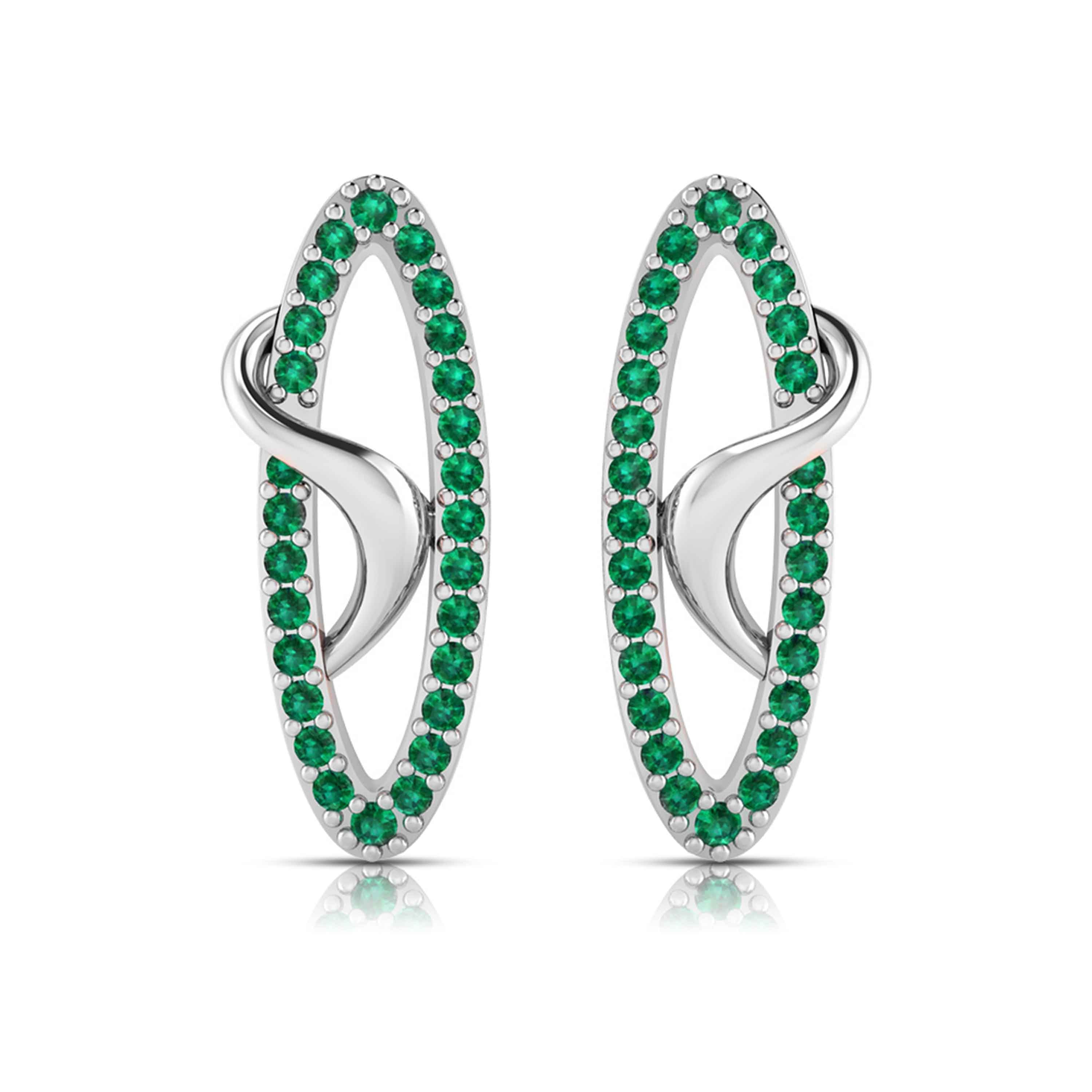 Platinum Earrings for Women JL PT E NL8654  Green Jewelove.US