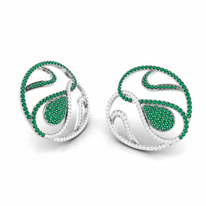 Designer Platinum Diamond Earrings With Emerald for Women JL PT E NL8662   Jewelove.US