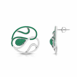 Designer Platinum Diamond Earrings With Emerald for Women JL PT E NL8662   Jewelove.US