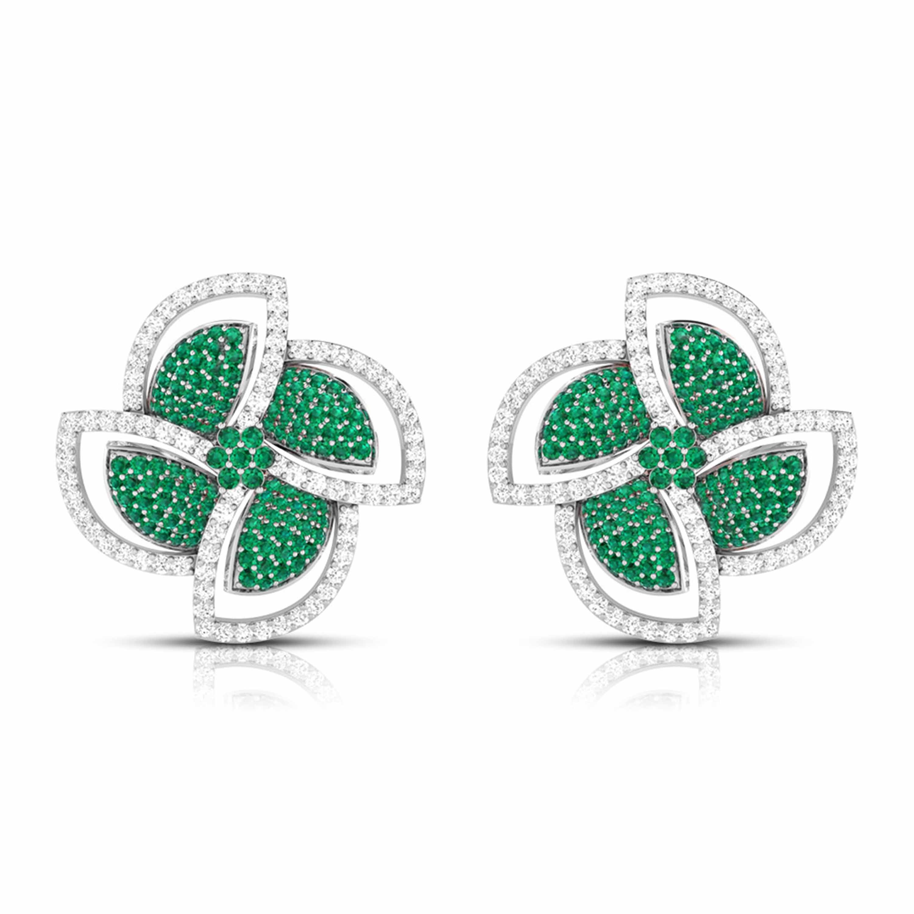 Designer Platinum Diamond Earrings With Emerald for Women JL PT E NL8663  Green Jewelove.US