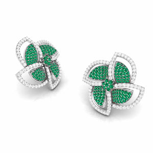 Designer Platinum Diamond Earrings With Emerald for Women JL PT E NL8663   Jewelove.US