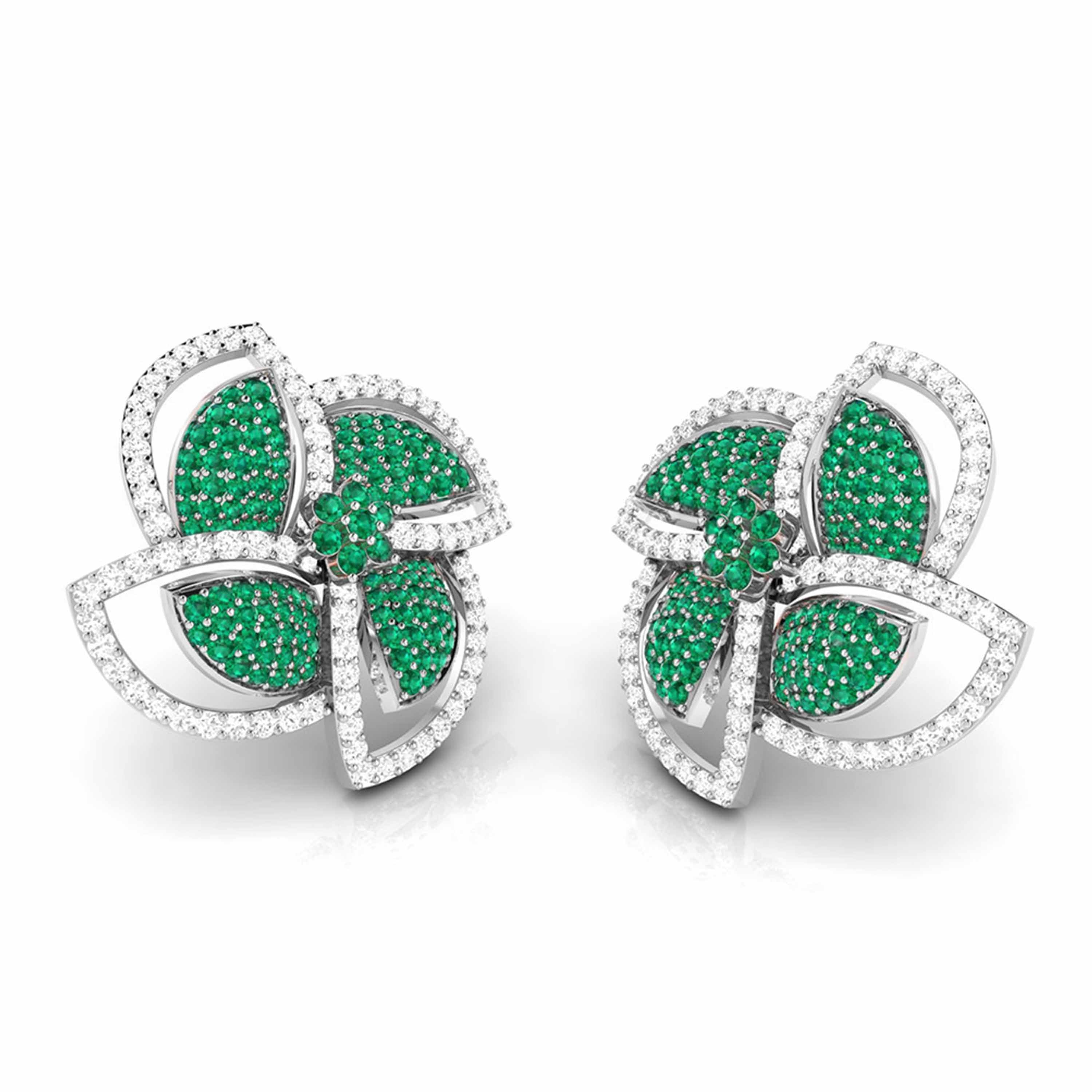 Designer Platinum Diamond Earrings With Emerald for Women JL PT E NL8663   Jewelove.US