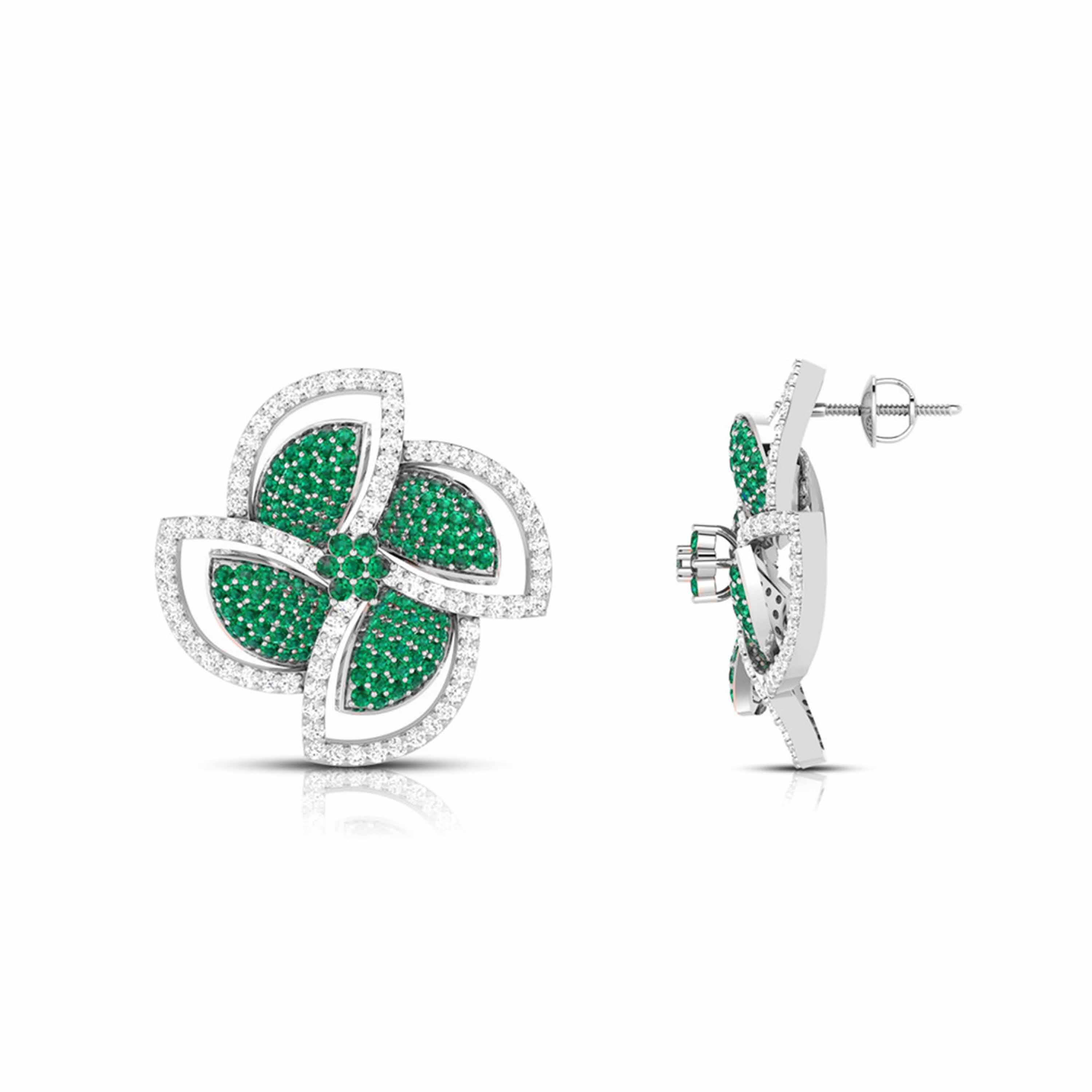 Designer Platinum Diamond Earrings With Emerald for Women JL PT E NL8663   Jewelove.US