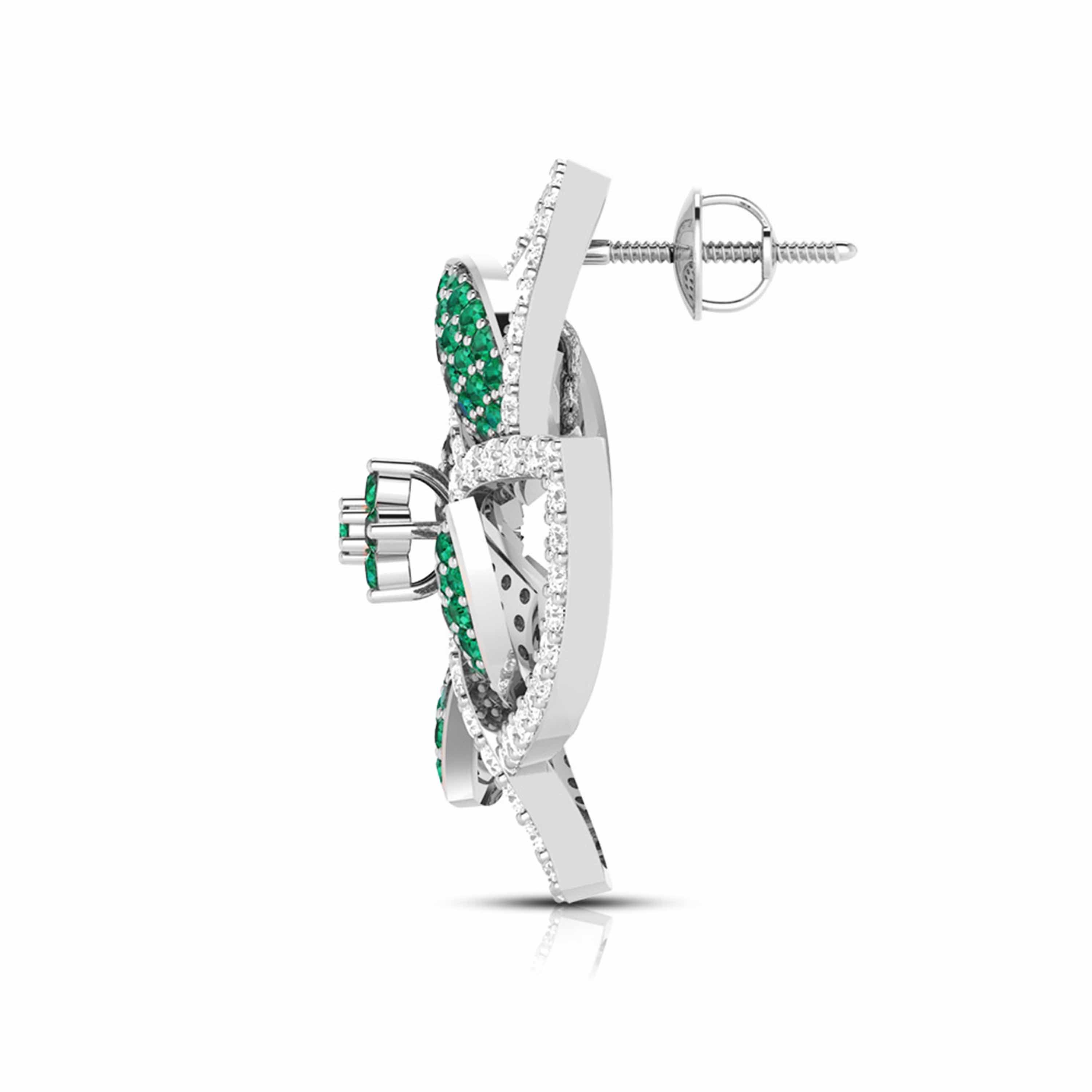 Designer Platinum Diamond Earrings With Emerald for Women JL PT E NL8663   Jewelove.US