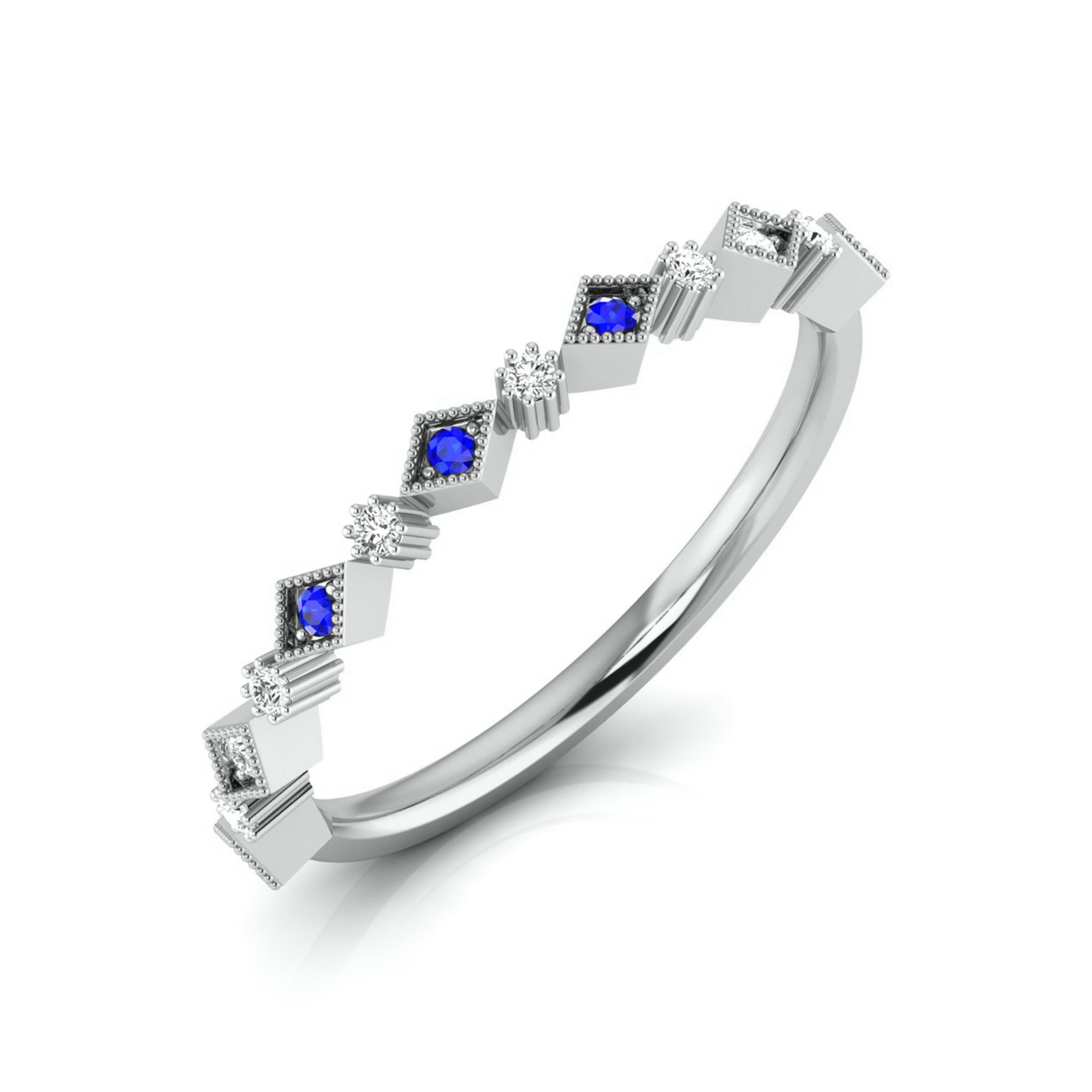 Blue Sapphire Platinum Diamond Engagement Ring JL PT LR 7017   Jewelove