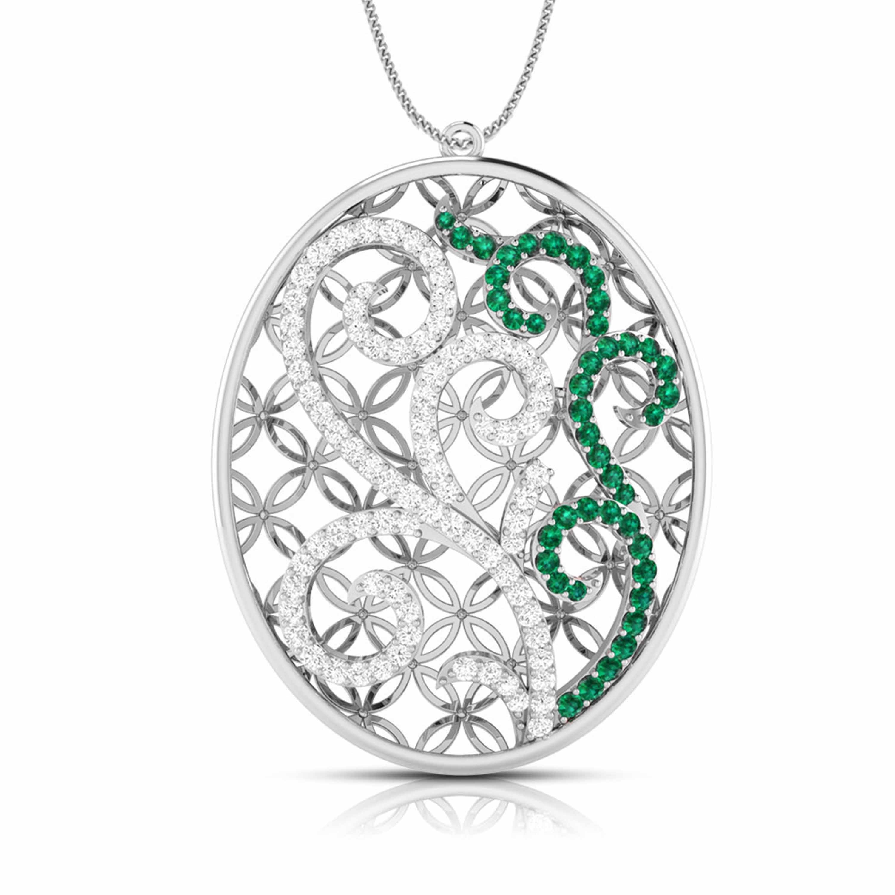 Platinum Diamond Pendant for Women JL PT P NL8605  Green Jewelove.US