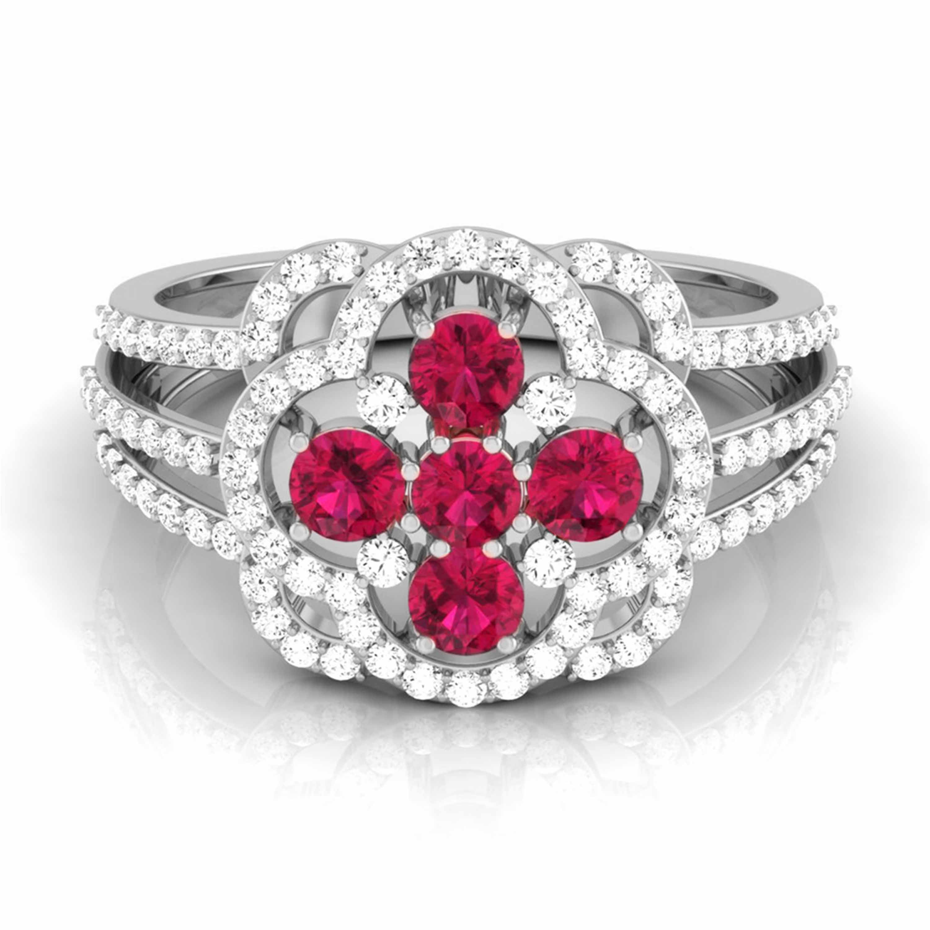 Designer Platinum Diamond Ruby Engagement Ring JL PT R8116   Jewelove