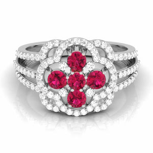 Designer Platinum Diamond Ruby Engagement Ring JL PT R8116   Jewelove