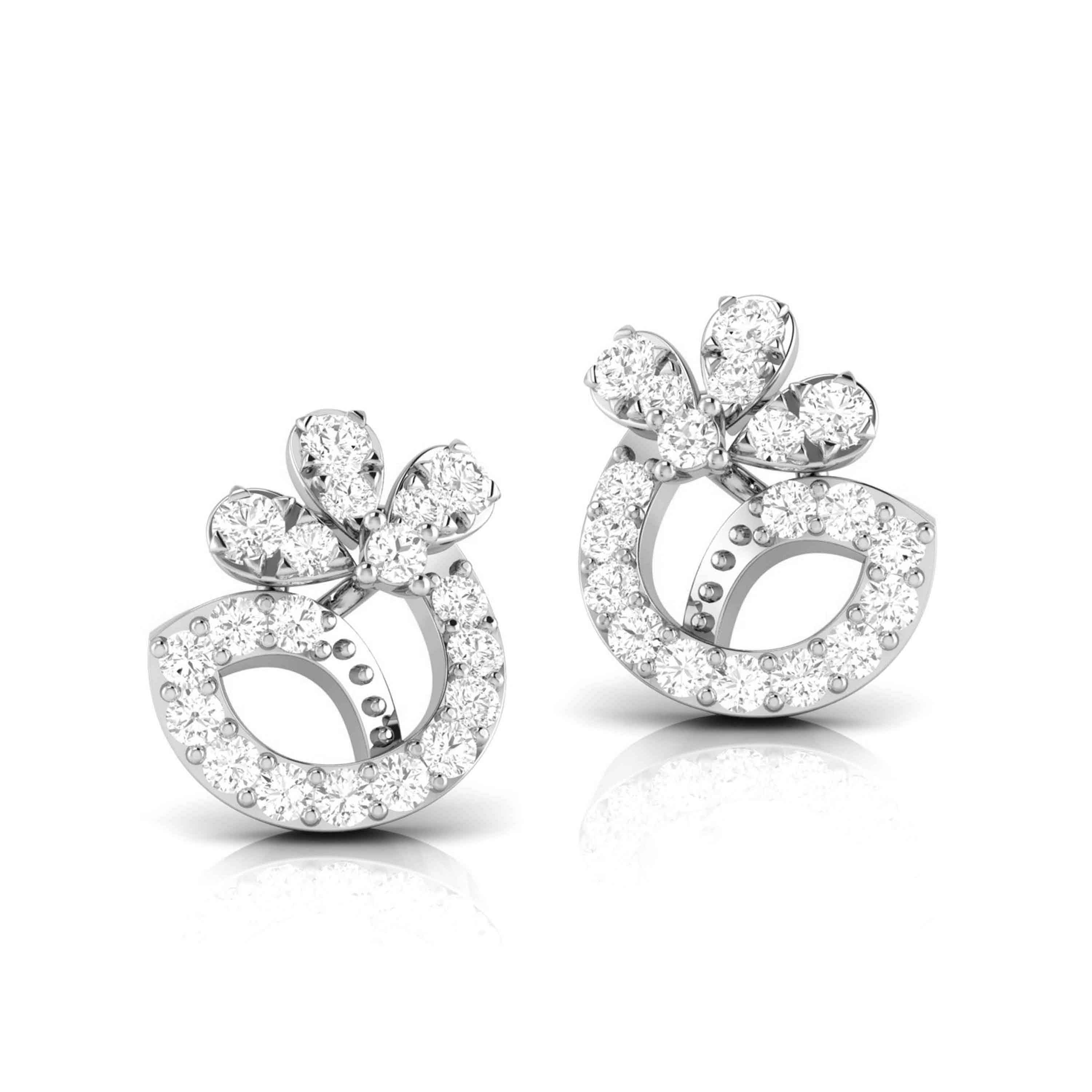 New Fashionable Platinum Diamond Earrings for Women JL PT E OLS 20   Jewelove.US