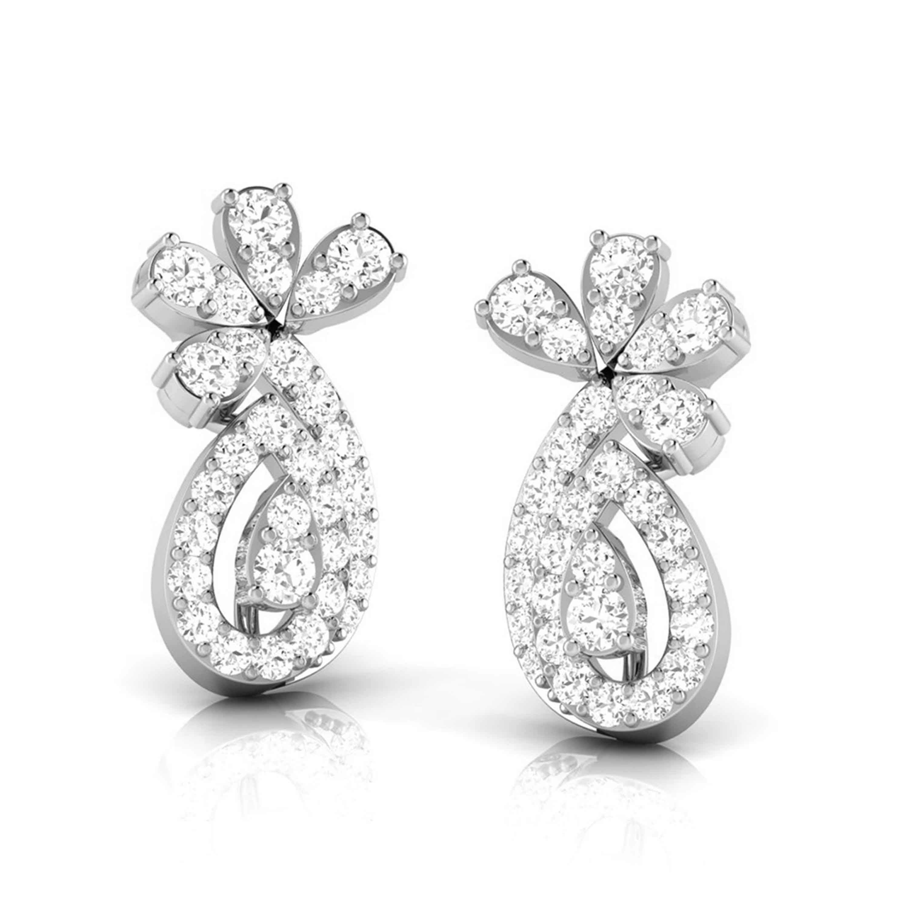 Beautiful Platinum Earrings with Diamonds JL PT E ST 2244   Jewelove.US