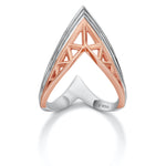 Load image into Gallery viewer, Designer V -shape Platinum &amp; Rose Gold Cocktail Ring for Women JL PT 967   Jewelove.US
