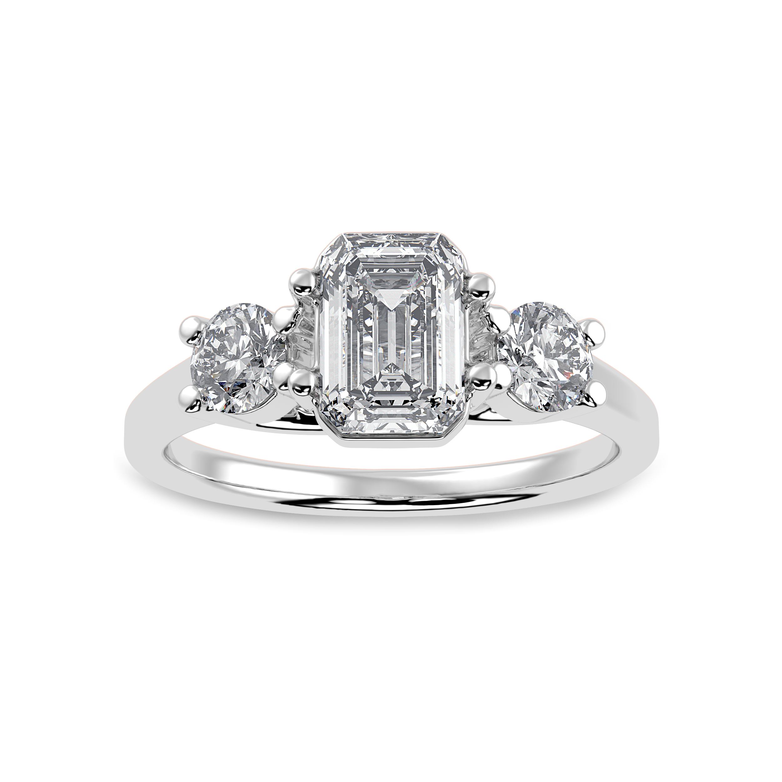 50-Pointer Emerald Cut Solitaire Diamond Accents Platinum Ring JL PT 1232-A   Jewelove.US