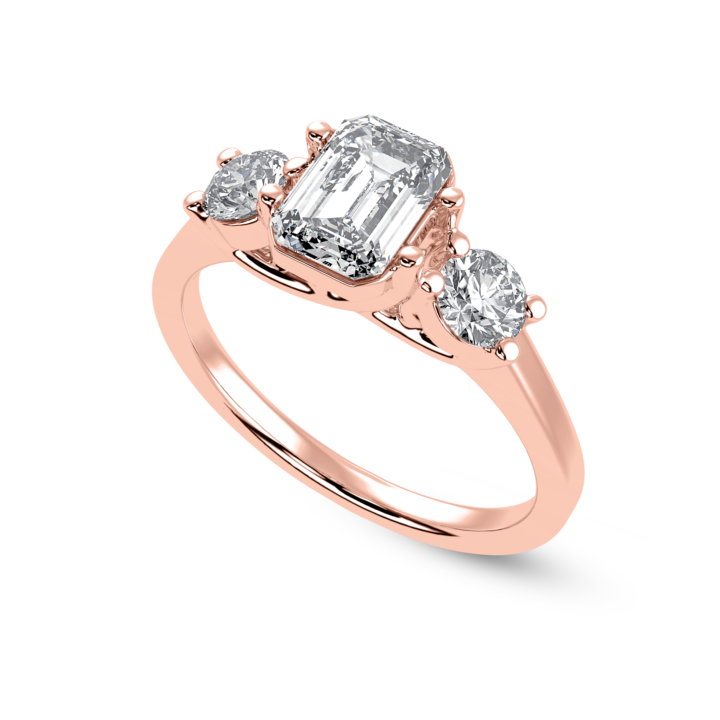 30-Pointer Emerald Cut Solitaire Diamond Accents 18K Rose Gold Solitaire Ring JL AU 1232R   Jewelove.US