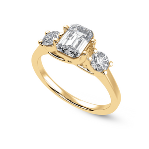 70cts. Emerald Cut Solitaire Diamond Accents 18K Yellow Gold Ring JL AU 1232Y-B   Jewelove.US