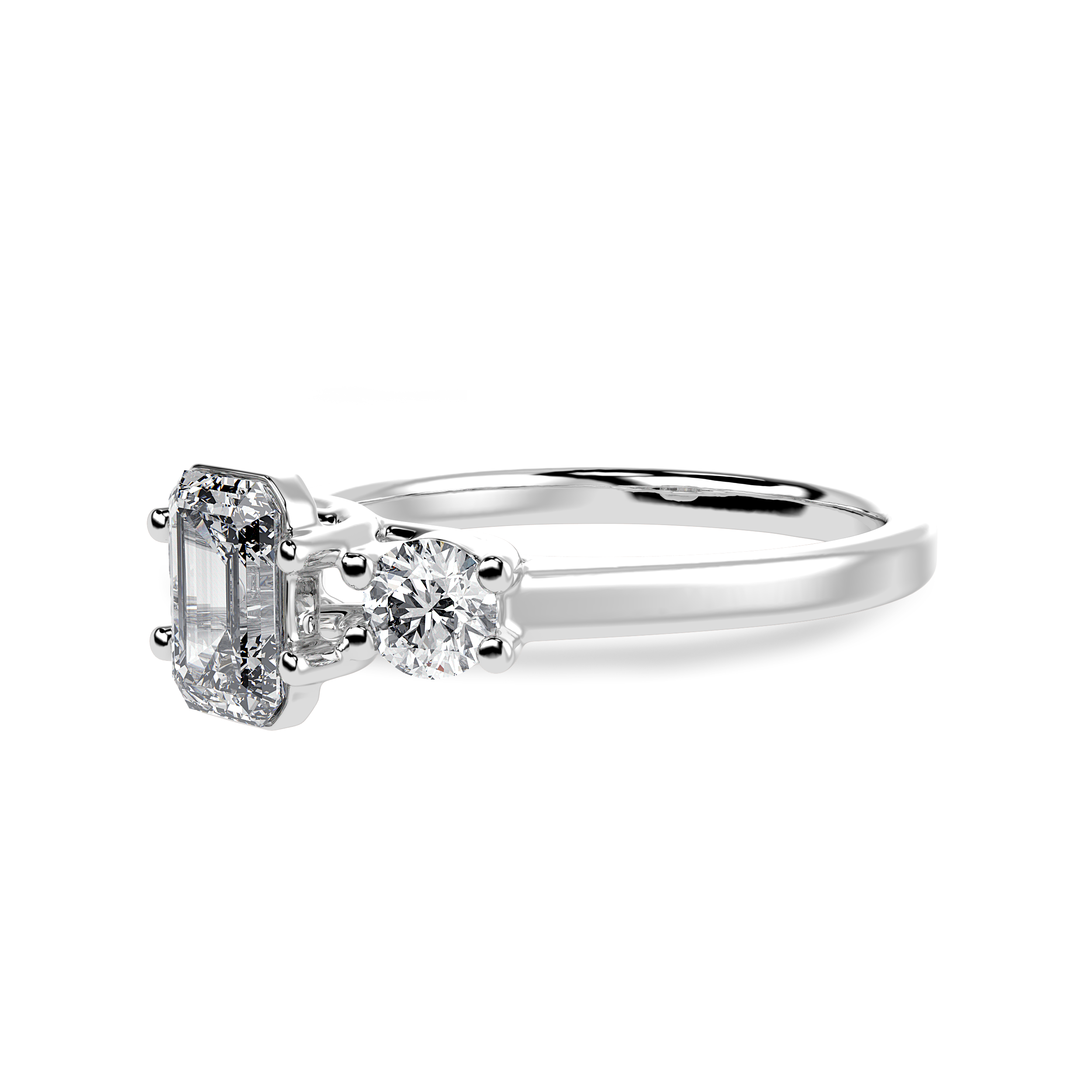 50-Pointer Emerald Cut Solitaire Diamond Accents Platinum Ring JL PT 1232-A   Jewelove.US