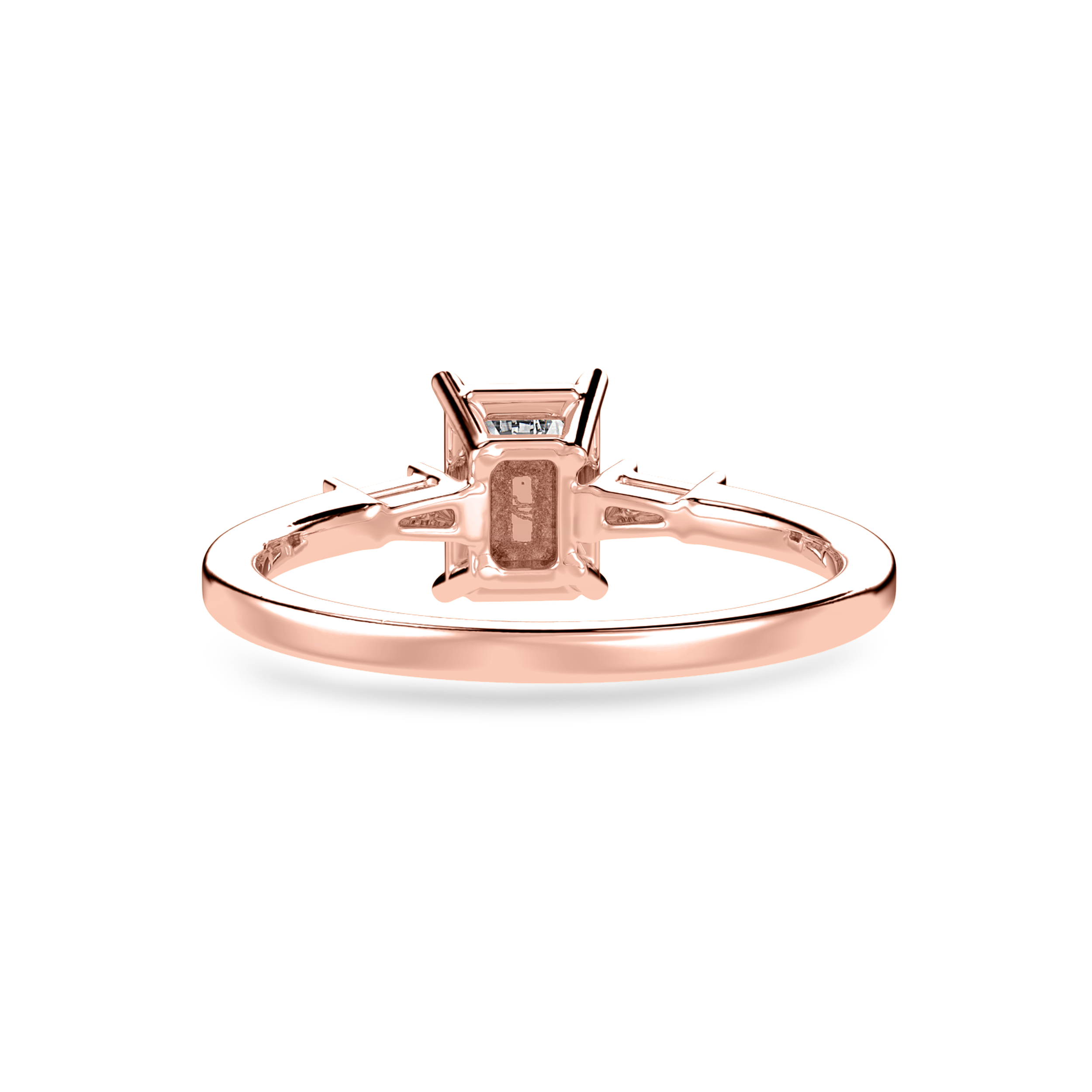 30-Pointer Emerald Cut Solitaire with Baguette Cut Diamond Accents 18K Rose Gold Solitaire Ring JL AU 1224R   Jewelove.US