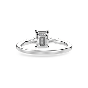 30-Pointer Emerald Cut Solitaire Baguette Diamond Accents Platinum Ring JL PT 1124   Jewelove.US