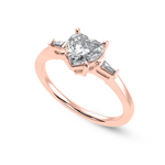 Load image into Gallery viewer, 30-Pointer Heart Cut Solitaire with Baguette Diamond Accents 18K Rose Gold Ring JL AU 1225R   Jewelove.US
