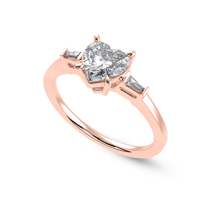 30-Pointer Heart Cut Solitaire with Baguette Diamond Accents 18K Rose Gold Ring JL AU 1225R   Jewelove.US