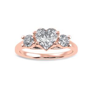 30-Pointer Heart Cut Solitaire Diamond Accents 18K Rose Gold Ring JL AU 1233R   Jewelove.US