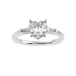 Load image into Gallery viewer, 30-Pointer Heart Cut Solitaire with Baguette Diamond Accents Platinum Ring JL PT 1225   Jewelove.US
