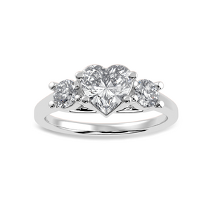 30-Pointer Heart Cut Solitaire Diamond Accents Platinum Ring JL PT 1233   Jewelove.US