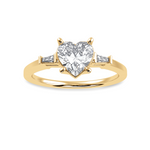 Load image into Gallery viewer, 30-Pointer Heart Cut Solitaire with Diamond Baguette 18K Yellow Gold Ring JL AU 1225Y   Jewelove.US
