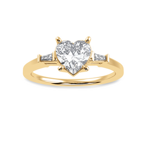 30-Pointer Heart Cut Solitaire with Diamond Baguette 18K Yellow Gold Ring JL AU 1225Y   Jewelove.US