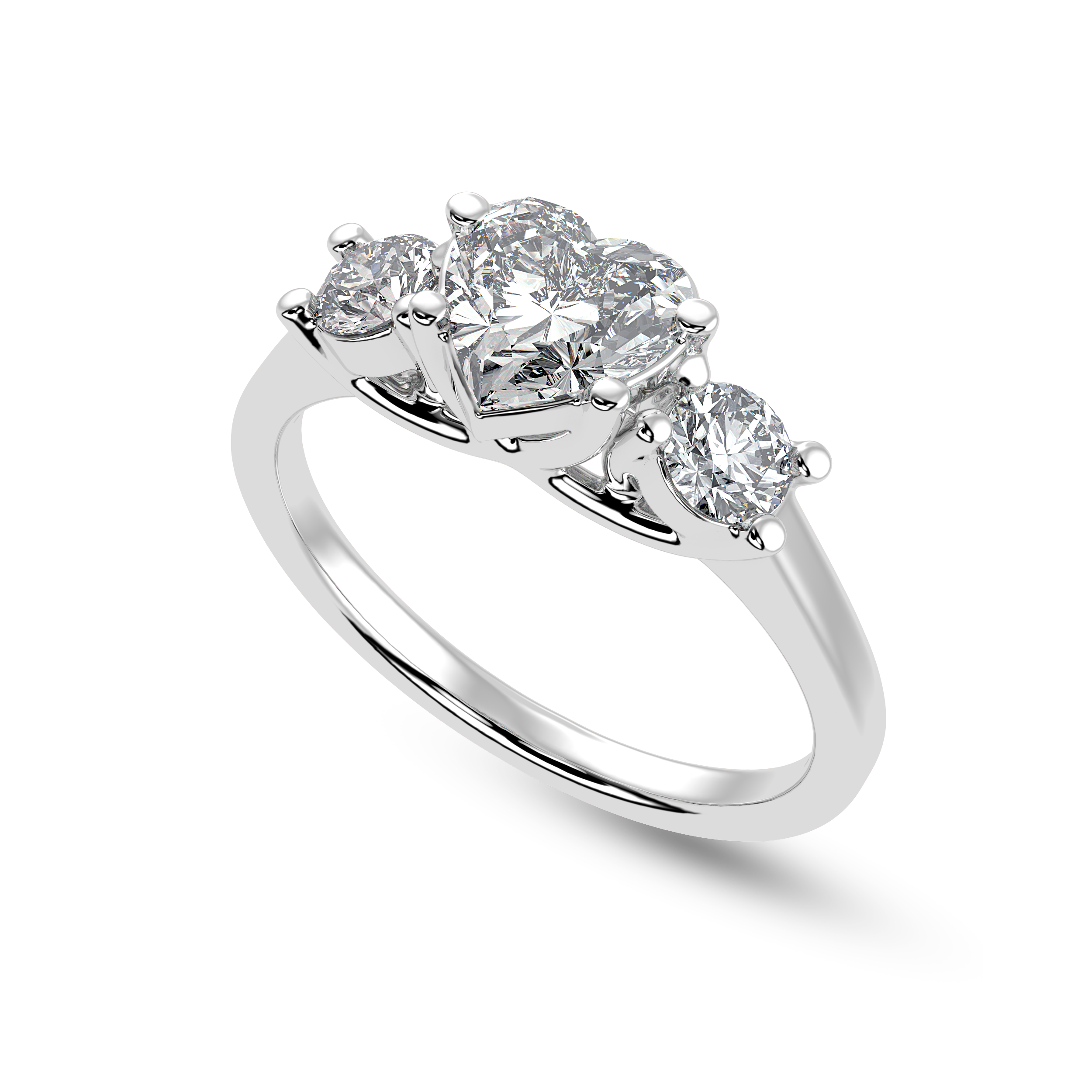 30-Pointer Heart Cut Solitaire Diamond Accents Platinum Ring JL PT 1233   Jewelove.US