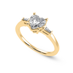 Load image into Gallery viewer, 50-Pointer Heart Cut Solitaire with Diamond Baguette 18K Yellow Gold Ring JL AU 1225Y-A   Jewelove.US
