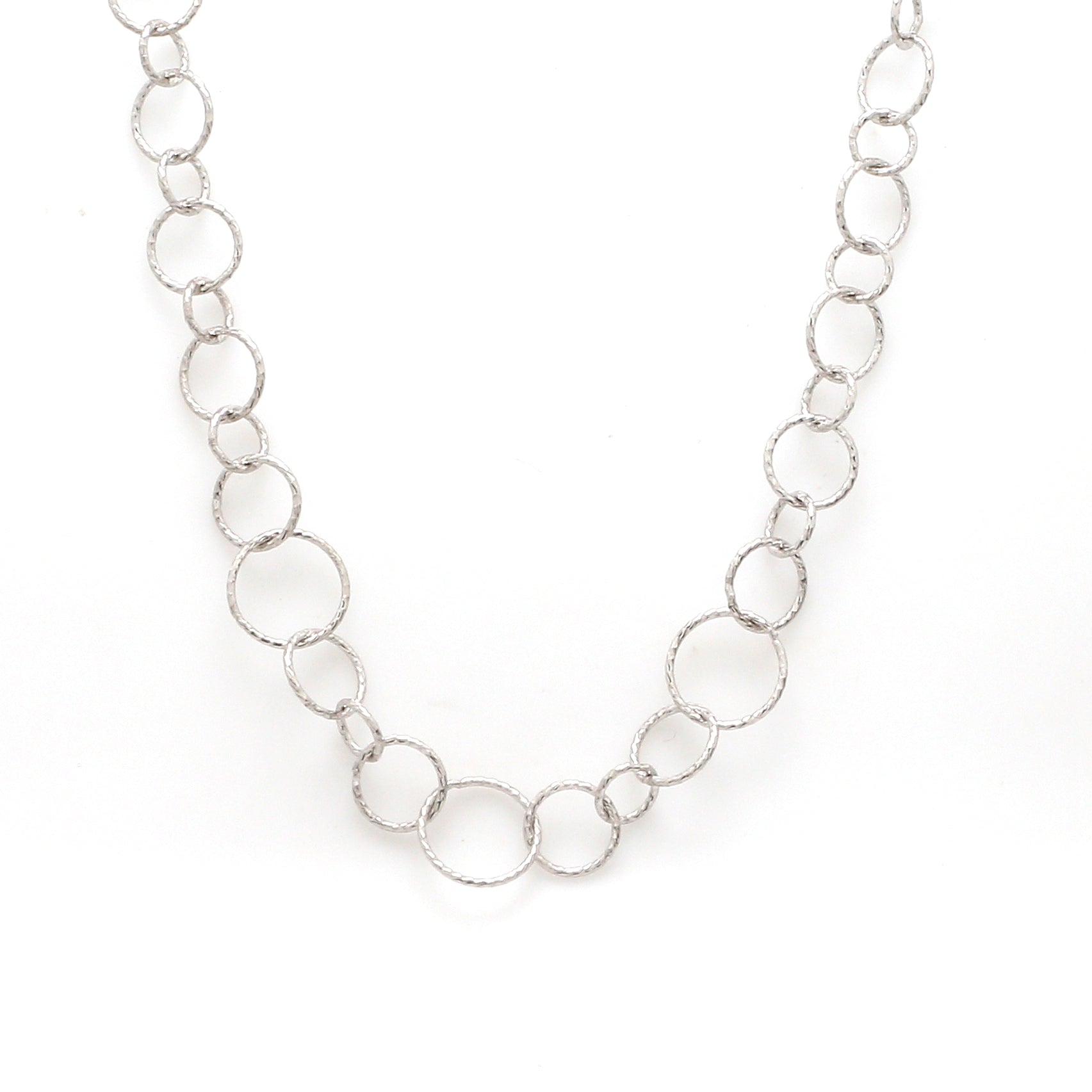 Japanese Platinum Circle Links Necklace Chain for Women JL PT CH 1155   Jewelove.US