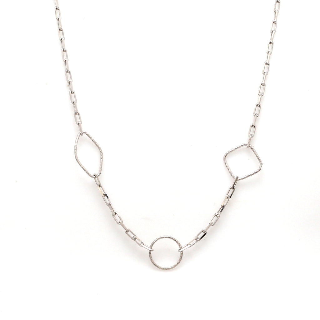 Japanese Platinum 3 Shape Links Necklace Chain for Women JL PT CH 1157   Jewelove.US